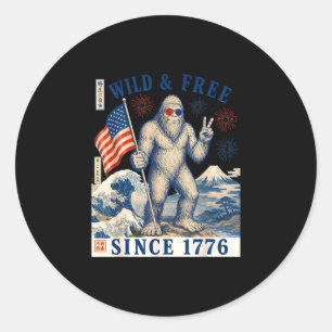 Freiheit seit 1776 Bigfoot patriotischer Sasquatch Runder Aufkleber