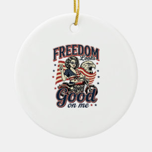 Freiheit sieht gut aus Patriotischer Vintage-Adler Keramik Ornament