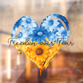 Freiheit über Angst Sonnenblumen Herz Fensteraufkleber