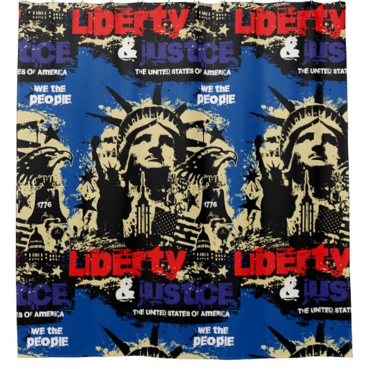 Freiheit und Gerechtigkeit. Freiheitsstatue, USA Duschvorhang (Vorderseite)