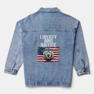 Freiheit und Gerechtigkeit Patriotische USA Vintag Jeansjacke