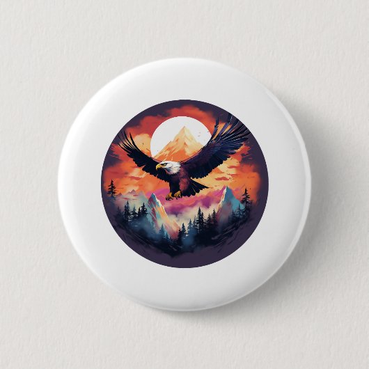 Freiheit und Kraft - Impressiver Adler Button (Vorderseite)