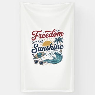 Freiheit Und Sonnenschein Vintage Strand Shirt Des Banner