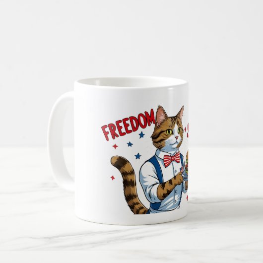 Freiheit wird serviert - Funny Cat Kellner Tasse (Vorderseite Links)