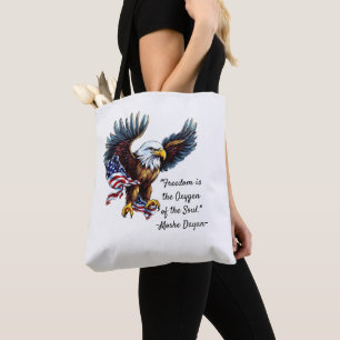 "Freiheit" Zitat mit amerikanischem Adler und Flag Tasche