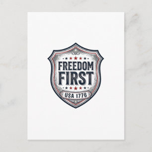 Freiheit zuerst Patrioten-Schild Vintage-Shirt_1 Postkarte