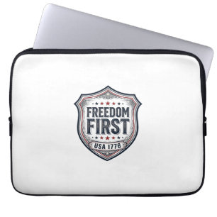 Freiheit zuerst Patriotischer Schild Vintage-Shirt Laptopschutzhülle