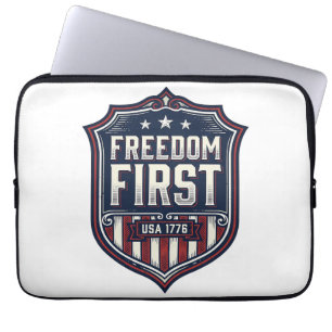 Freiheit zuerst USA 1776 Patrioter Schild T-Shirt Laptopschutzhülle