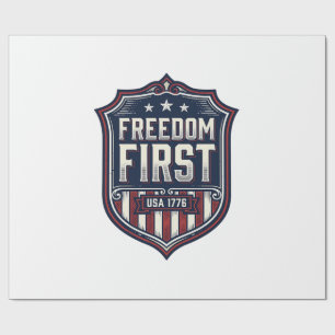 Freiheit zuerst USA 1776 Patriotischer Schild T-Sh Geschenkpapier