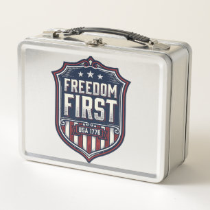 Freiheit zuerst USA 1776 Patriotischer Schild T-Sh Metall Brotdose
