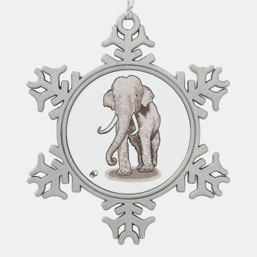 "Freiheits-" Elefant-Schneeflocke-Verzierung Schneeflocken Zinn-Ornament (Vorderseite)