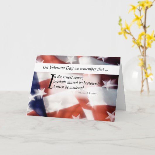 Freiheits-Flagge am Veteranen-Tag Karte (Gelbe Blume)