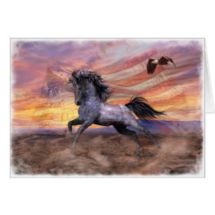 Freiheits-Mustang 5" x7" Karte, weiße Umschläge