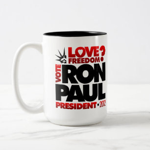 FREIHEITS-TASSE 2012 RON PAUL PRÄSIDENTEN-LIEBE ZWEIFARBIGE TASSE