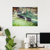 Freiheitsbrücke - Budapest - Malerei Poster (Heimbüro)