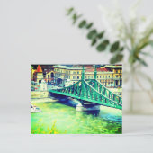 Freiheitsbrücke - Budapest - Malerei Postkarte (Stehend Vorderseite)