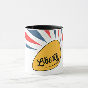 Freiheitsdesign mit strahlenden Strahlen für den 4 Tasse