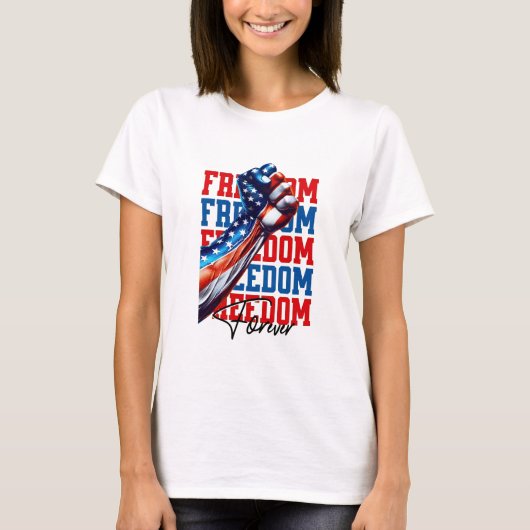 Freiheitsfaust USA-Flagge Power-Display T-Shirt (Vorderseite)