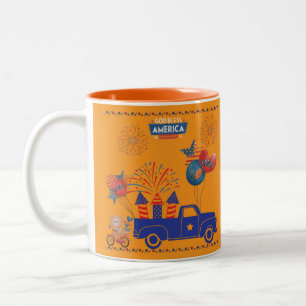 Freiheitsfeuerwerk-Träume orange Zweifarbige Tasse