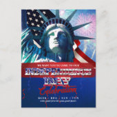 Freiheitsfeuerwerke 4. Juli Party Einladung Postkarte (Vorderseite)