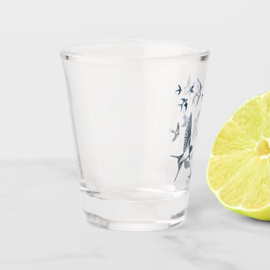 Freiheitsflieger-Illustration Schnapsglas (Links)