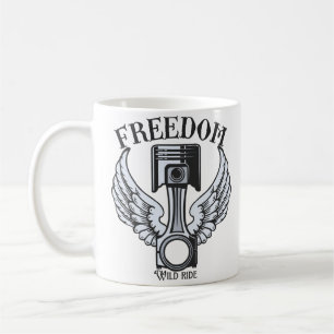 Freiheitsflügel Kolben Veteran Motorrad Kaffeetasse