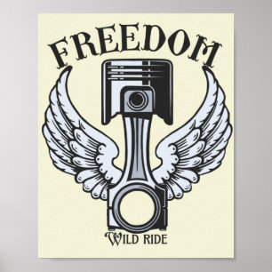 Freiheitsflügel Kolben Veteran Motorrad Poster