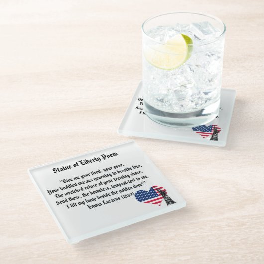 Freiheitsgedicht Glasuntersetzer (Schrägansicht)