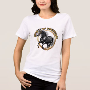 Freiheitsgeist Schwarzes Pferd Design Tri-Blend Shirt