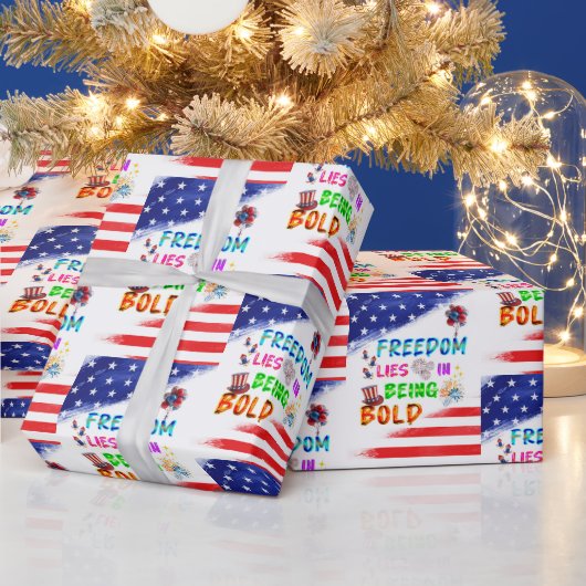 Freiheitsgeschenk liegt darin, mutig zu sein geschenkpapier (Feiertage)