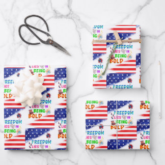 Freiheitsgeschenk liegt darin, mutig zu sein geschenkpapier set