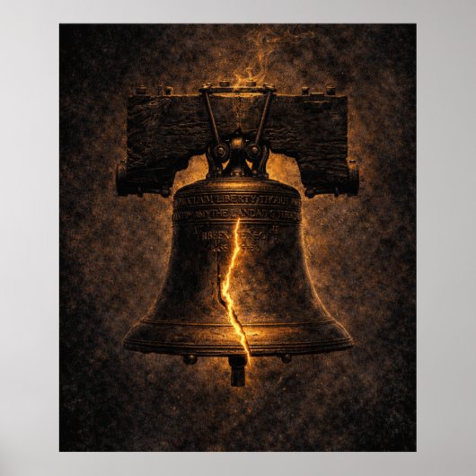 Freiheitsglocke mit leuchtendem Riss Poster (Vorne)