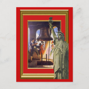 Freiheitsglocke und -statue postkarte
