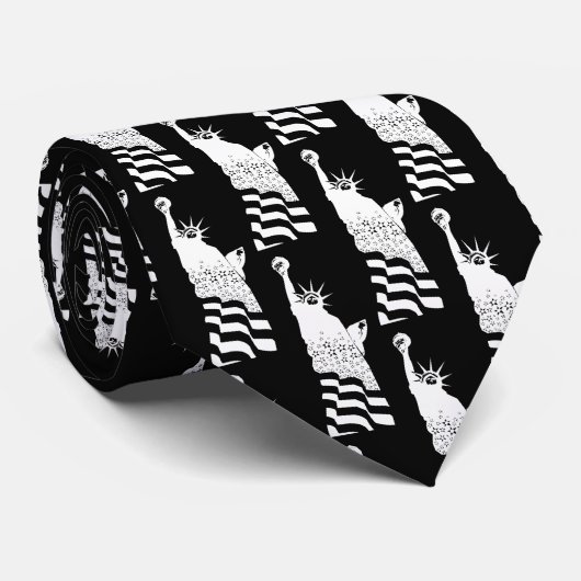 Freiheitsmuster Schwarz-Weiß-Elegant Krawatte (Gerollt)