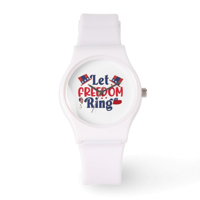 Freiheitsring gelassen - Sporty White Silicon Armbanduhr (Vorderseite)