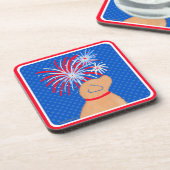 Freiheitsring Gelber Hund Untersetzer Set gelassen (Linke Seite)