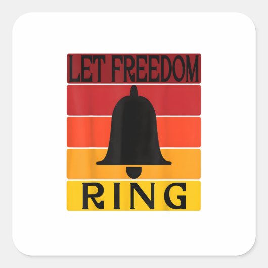 Freiheitsring im Retro-Sonnenuntergang gelassen Quadratischer Aufkleber (Vorderseite)