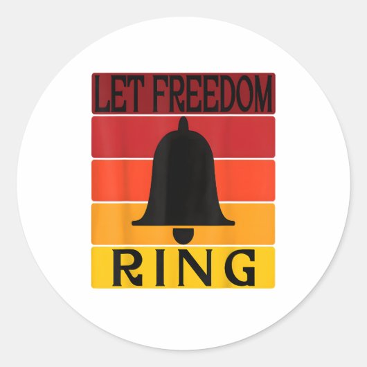 Freiheitsring im Retro-Sonnenuntergang gelassen Runder Aufkleber (Vorderseite)