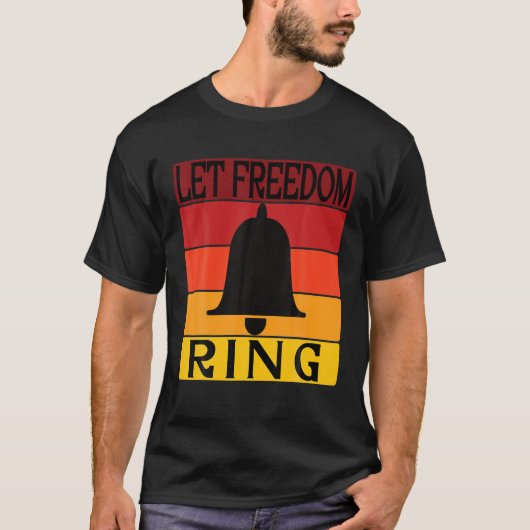Freiheitsring im Retro-Sonnenuntergang gelassen T-Shirt (Vorderseite)