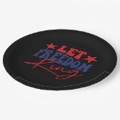 Freiheitsring Retro Vintag gelassen Pappteller (Schrägansicht)