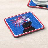 Freiheitsring Schwarzer Hund Untersetzer Set gelas (Linke Seite)