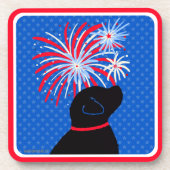 Freiheitsring Schwarzer Hund Untersetzer Set gelas (Vorderseite)