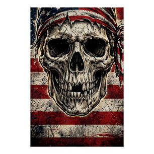 Freiheitsschädel — Amerikanische Flagge Poster