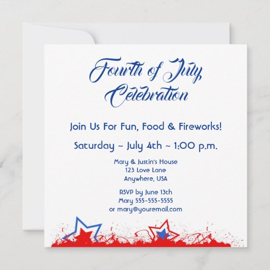 Freiheitsstatue 4. Juli Einladung (Rückseite)