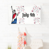 Freiheitsstatue 4. Juli Feuerwerk Banner (Insitu)