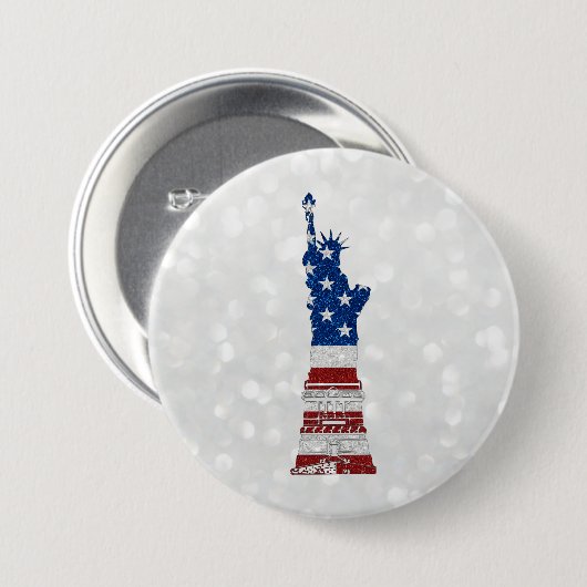 Freiheitsstatue 4. Juli Glitzer Button (Vorne & Hinten)
