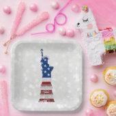 Freiheitsstatue 4. Juli Glitzer Papiertafel Pappteller (Party)