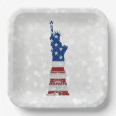Freiheitsstatue 4. Juli Glitzer Papiertafel Pappteller (Vorderseite)