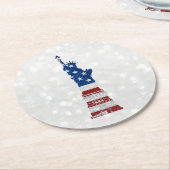 Freiheitsstatue 4. Juli Glitzer Runder Pappuntersetzer (Angewinkelt)