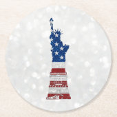 Freiheitsstatue 4. Juli Glitzer Runder Pappuntersetzer (Vorderseite)